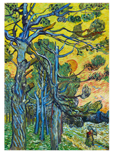 Van Gogh Pine Trees against a Red Sky with Setting Sun - Art Print